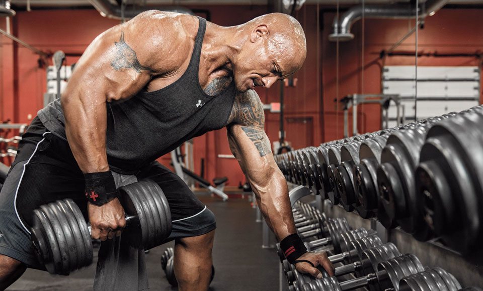dwayne-johnson-the-rock-workout-weights-muscle-physique-exercise-tattoos