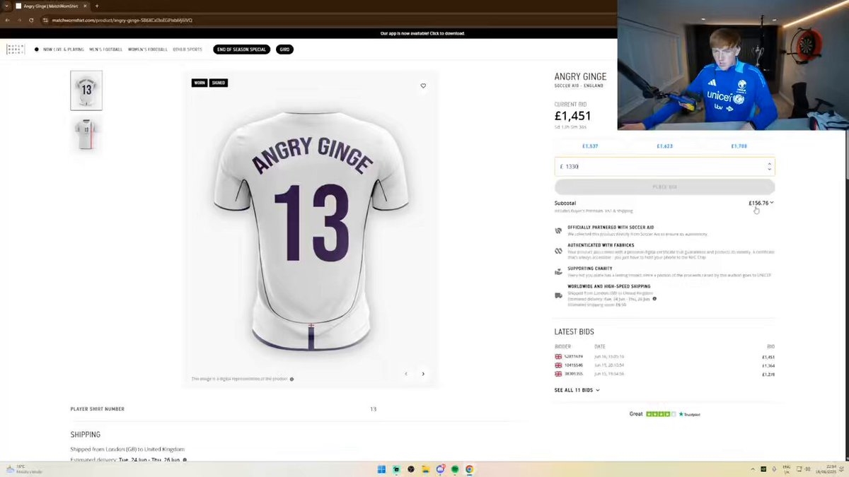 Angry Ginge Soccer Aid jersey 01