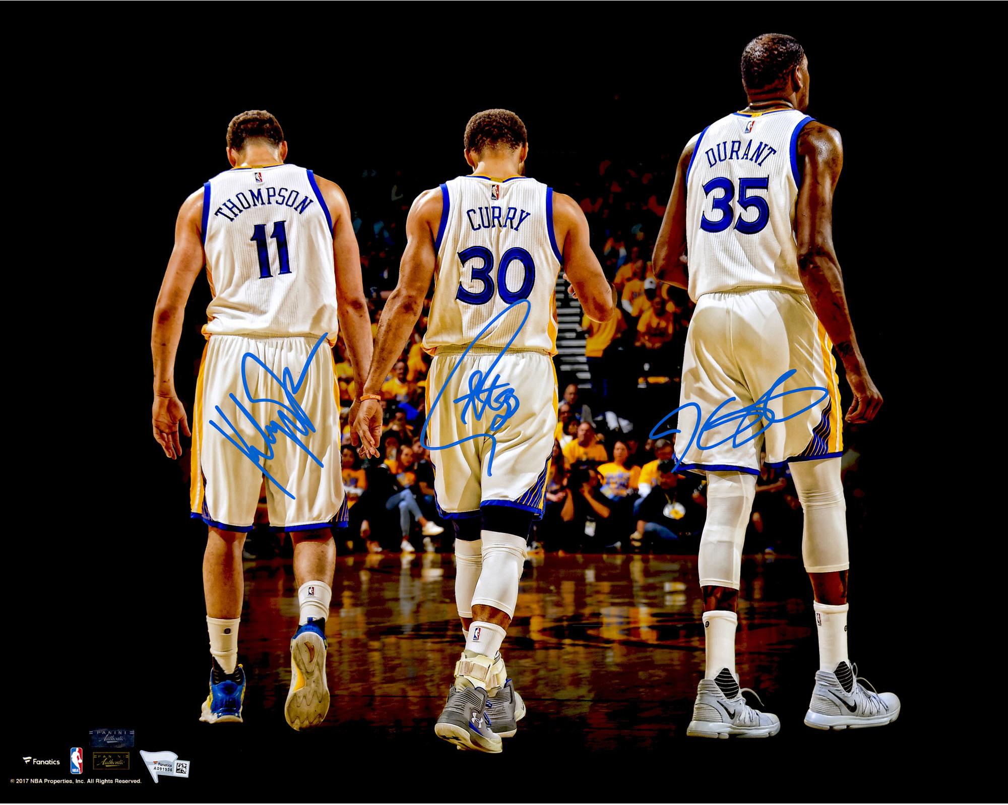 stephen-curry-klay-thompson-kevin-durant-golden-state-warriors-autographed-16-x-20-2017-nba-finals-champions-walking-away-photograph5-t7270459-2000-2308-5a685a059e339