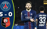 Kvaratskhelia lập cú đúp, PSG hủy diệt Rennes và áp sát ngôi đầu Ligue 1