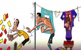 Biếm họa: Ronaldo nhận mưa thẻ vì bắt chước Messi