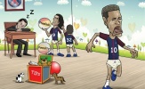 Biếm họa: Neymar khóc chạy vì bị Cavani giành đồ chơi