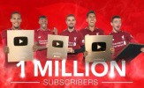 Dàn sao Liverpool mừng ra mặt khi nhận nút vàng Youtube
