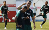 Ronaldo liên tục pha trò ở buổi tập của Bồ Đào Nha