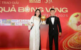 Quang Hải sánh đôi Chu Thanh Huyền dự gala trao giải Quả bóng vàng Việt Nam 2025