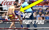 Võ sĩ Muay Thái nôn vào đối thủ trước khi bị hạ knock-out