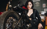 Khi người đẹp ‘hờ hững’ vòng 1 trong gara mô tô