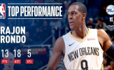 Rajon Rondo thiết lập kỷ lục kiến tạo ở mùa giải này