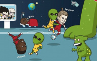 Hí họa Bendtner tỉ thí với người ngoài hành tinh
