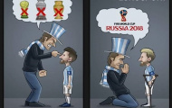 Biếm họa Argentina quỳ xuống xin Messi trợ giúp