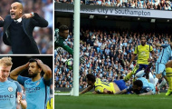 Aguero, De Bruyne sút hỏng phạt đền, Man City thoát thua nhờ Nolito