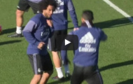 Marcelo dợt võ với Cristiano Ronaldo trên sân tập