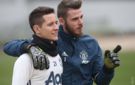 Herrera ngập tràn hạnh phúc cùng De Gea trong buổi tập của Man United