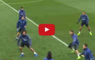 Cristiano Ronaldo và Marcelo bị đồng đội 'hành hạ' trong bài tập 'đá ma'
