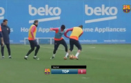 Neymar troll Pique với pha 'xâu kim'