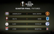 Bốc thăm tứ kết Europa League: Man United đụng Anderlecht