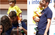 Piqué 'vã mồ hôi' chăm con tại sự kiện của Barcelona