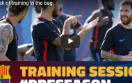 Neymar lộ hình xăm 'hổ báo' trong buổi tập của Barca