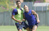 Nainggolan mồ hôi nhễ nhại dưới cái nóng tại Trigoria