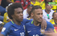 Cú sút trái phá của Willian vào lưới Colombia