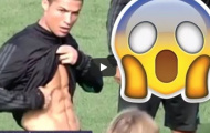 Cristiano Ronaldo khoe cơ bắp với Modric trong buổi tập