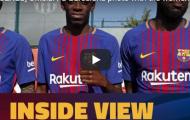 Messi rạng rỡ chụp hình cùng chủ tịch Bartomeu
