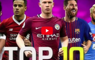 Top 10 cầu thủ 'bắn xa' tốt nhất năm 2017