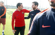 Dù chấn thương, Messi vẫn ra sân tập cùng Barcelona