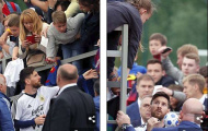 Fan nhí trèo rào để xin chữ ký Lionel Messi