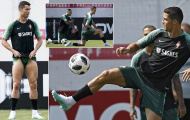 Ronaldo khoe đùi trên sân tập, chờ chiến Uruguay