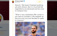 Phía Roma tạt gáo nước lạnh vào NHM Liverpool