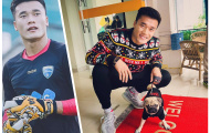 Thủ thành Bùi Tiến Dũng đốn tim fan bằng áo giáng sinh đáng yêu