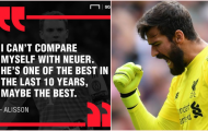 Alisson thừa nhận thua kém 1 người, không phải De Gea