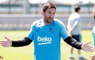 Cuối cùng, Messi cùng bày tỏ thái độ này trong buổi tập của Barca