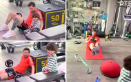 Buổi tập của Messi tan tành nhờ 'sự giúp đỡ' nhiệt tình từ cậu út