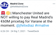 Xác nhận: Real đòi 60 triệu cho Varane, Man Utd đã có câu trả lời