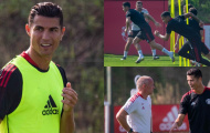 Ronaldo tập buổi đầu tiên với Man Utd: Dalot trầm trồ, đua tốc độ cùng Greenwood