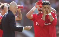 Ronaldo biểu lộ sự thất vọng với Ten Hag ngay trên sân