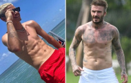 Romeo Beckham khoe cơ bụng giống bố
