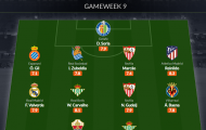 Đội hình tiêu biểu vòng 9 La Liga: Báu vật Real, trò cưng Simeone