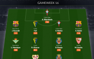 Đội hình tiêu biểu vòng 16 La Liga: Cặp cánh Barca; 'Ác mộng' Real