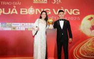 Quang Hải sánh đôi Chu Thanh Huyền dự gala trao giải Quả bóng vàng Việt Nam 2025