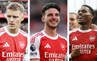 Arsenal nhận tin trái chiều về Odegaard và Rice