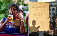 Yamal 'cà khịa' Paredes trong lễ ăn mừng vô địch World Cup của Tây Ban Nha