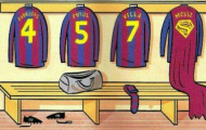 Ảnh biếm họa: Messi - Siêu nhân trong phòng thay đồ Barca