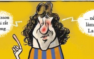 Ảnh biếm họa: Puyol chế giễu trọng tài bắt chính trận gặp AC Milan
