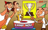 Biếm họa: Real cắt bánh, thổi nến ở Camp Nou