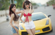 Cặp đôi chân dài Việt gợi cảm bên Lamboghini