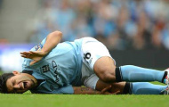 Aguero dính chấn thương và phải rời sân chỉ sau 13 phút
