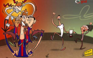 Ảnh biếm họa của ngày: Mourinho và Ronaldo ăn mừng, Barcelona nội chiến